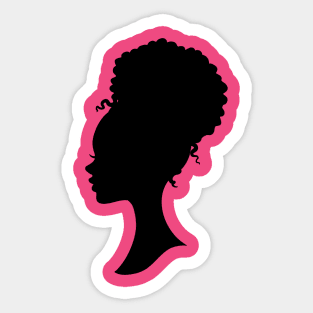 cute curly hair Brown Barbie style silhouette Cute 4c Sticker